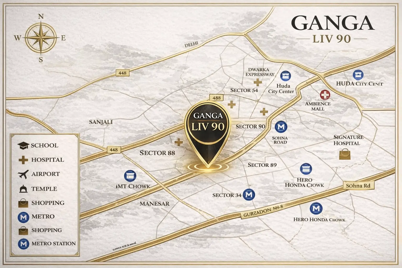 Ganga Realty LIV90 Location Map