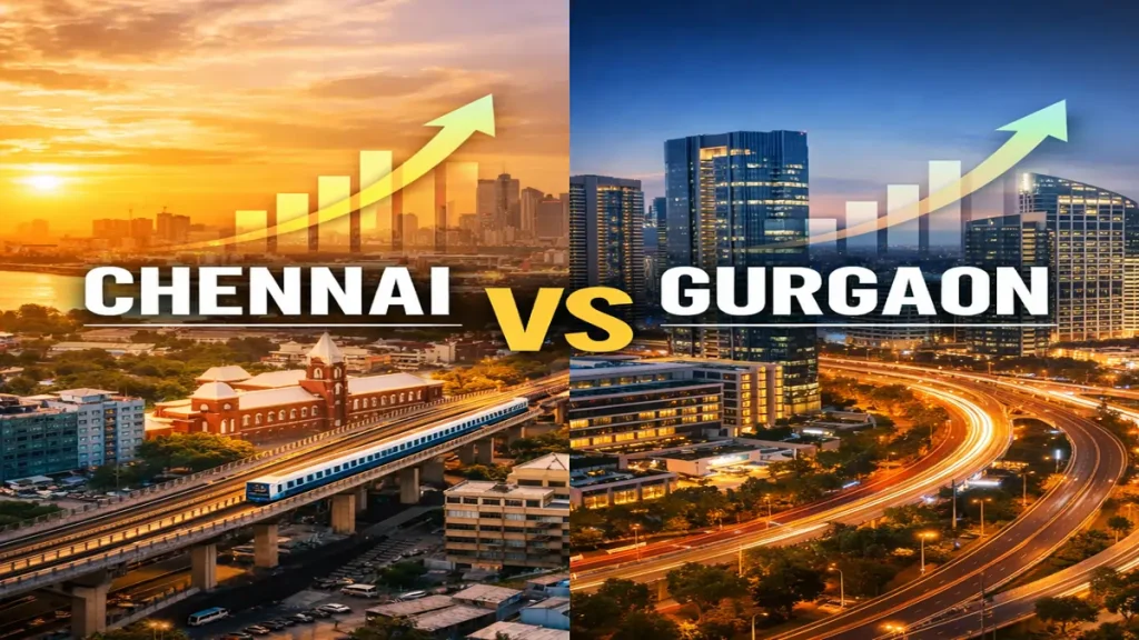 Chennai vs Gurgaon real estate market comparison showing property investment and housing growth trends in India