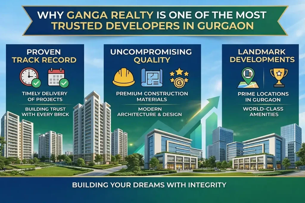 Why Ganga Realty is one of the most trusted developers in Gurgaon showing quality construction prime locations and timely project delivery